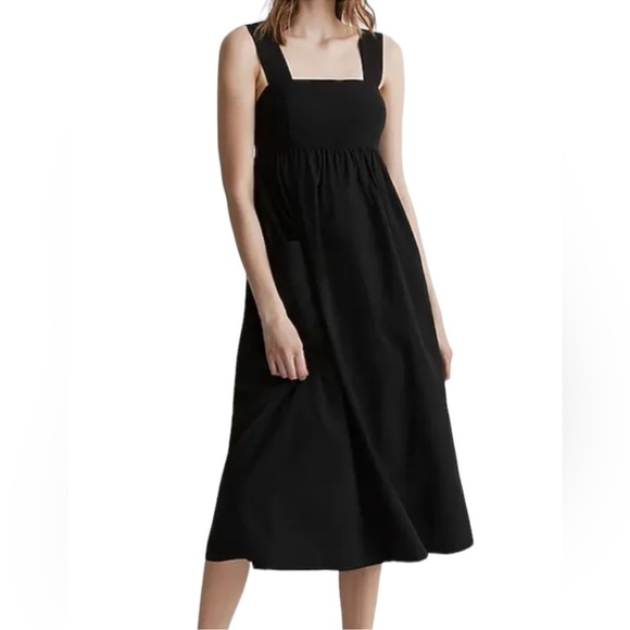 Madewell Cutout-Back Empire Midi Dress in True Black